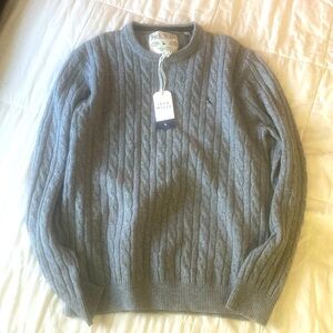 Jack Wills 100% merino wool grey cable knit XL